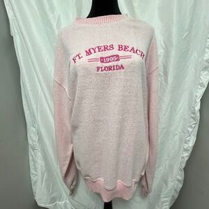 Ft Myers Beach Florida 1995 Sweatshirt Pink ESY Surf Co XL Vintage Like Pullover